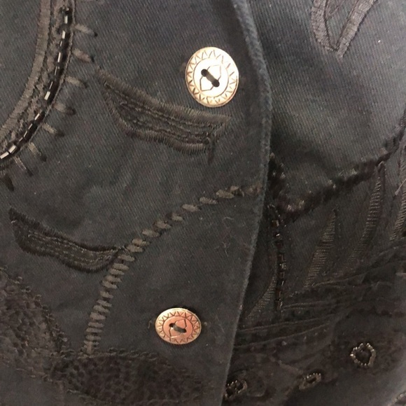Laura Ashley women’s black button up bead embroidered jacket size large​ - Picture 3 of 8